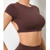 Спортивна футболка Crop T-shirt Open Back model 51 (Chocolate) Спортивна футболка Crop T-shirt Open Back model 51 (Chocolate)
